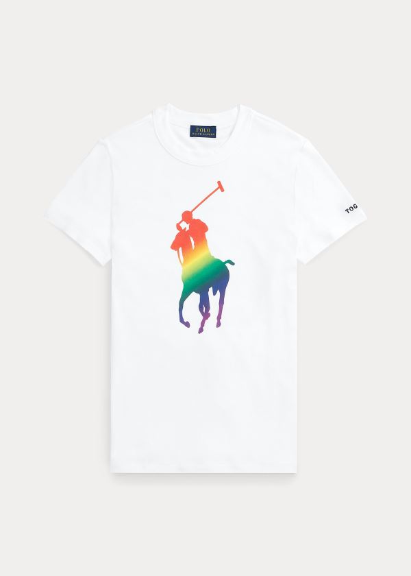 Playeras Polo Ralph Lauren Mujer Blancos - Pride Big Pony Cotton - MZSRK5849